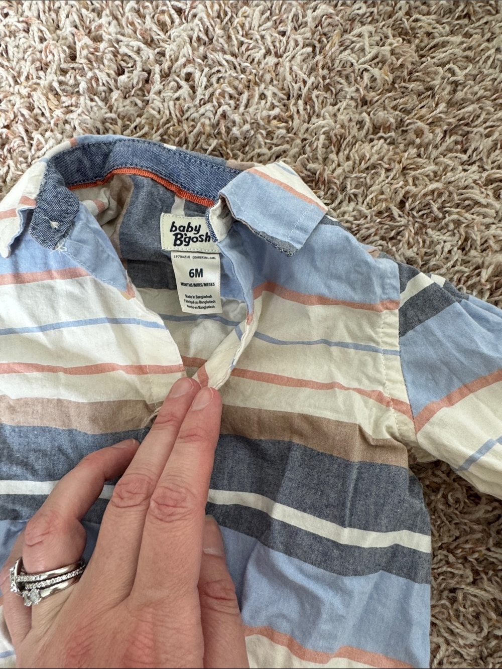 Baby b’gosh Striped Button-Up Shirt onesie - Blue, Cream, Brown